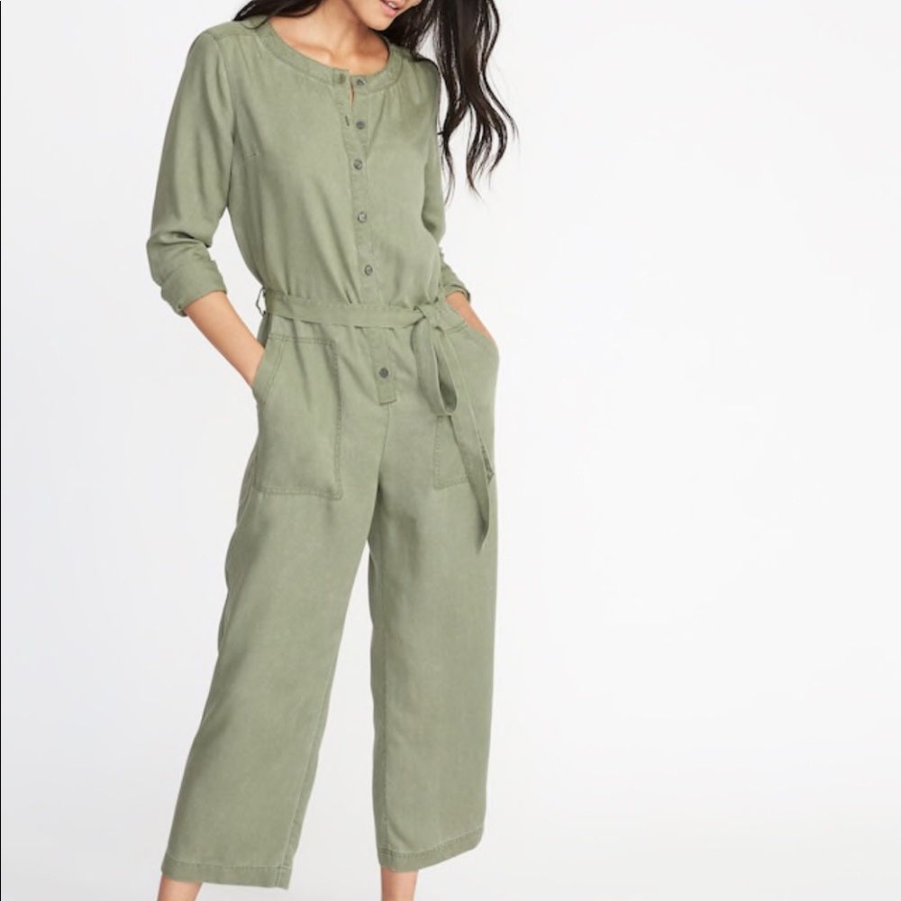 Green utility jumpsuit